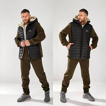 Чоловічий спортивний костюм із тринитки на флісі з хутром