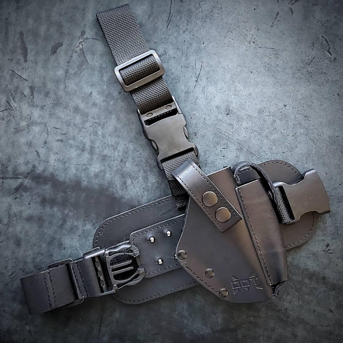 Кобура Пеламе на стегно для ПМ з натуральної шкіри чорна