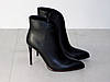 Ботильйони на шпильці демісезон шкіряні чорні, фото 10