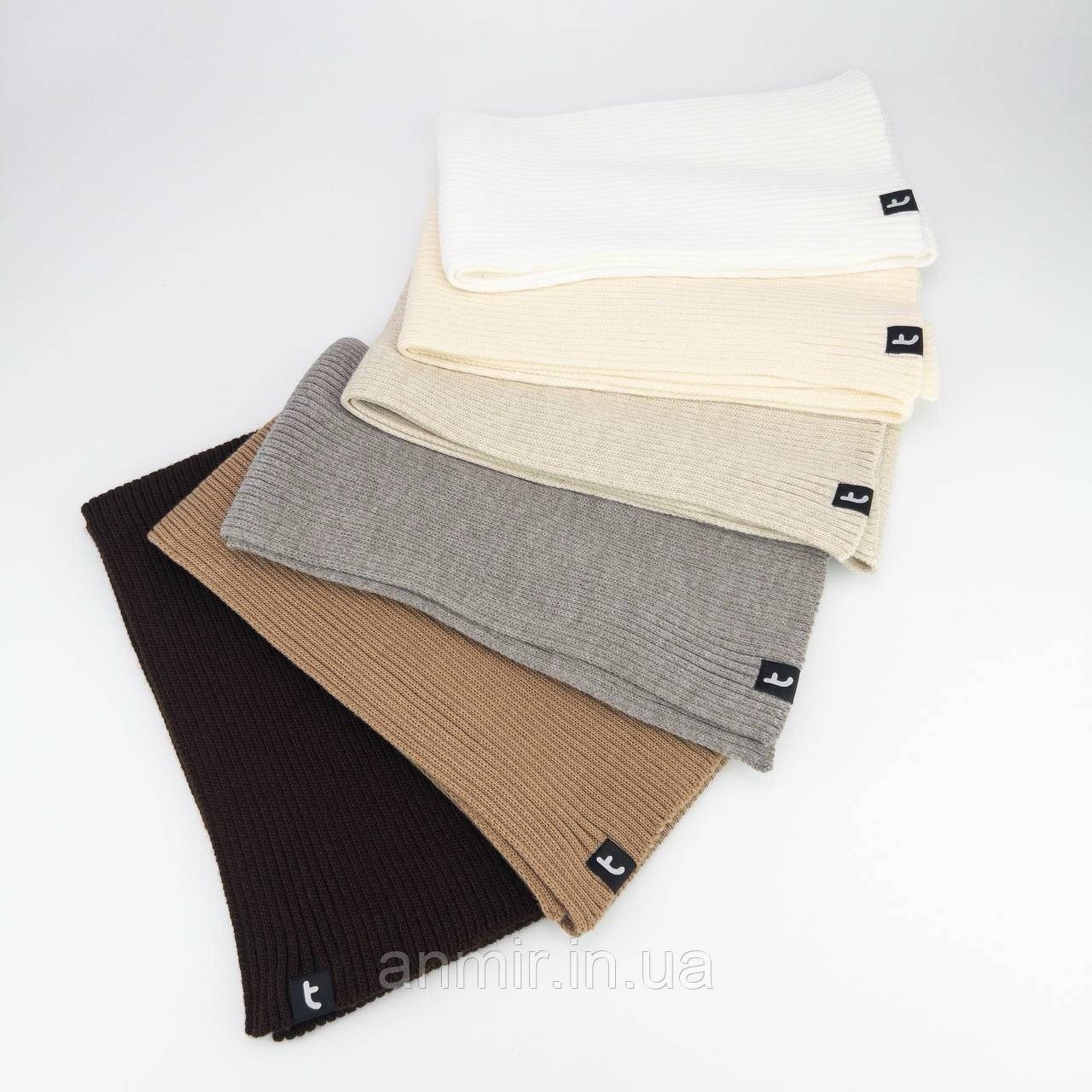 Шарф детский однотонный шерсть акрил размер 120х15см, цвета миксом