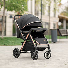 Прогулянкова коляска Ninos Maxi 2 (Нінос Максі) Black gold (чорний колір) з перекидною ручкою