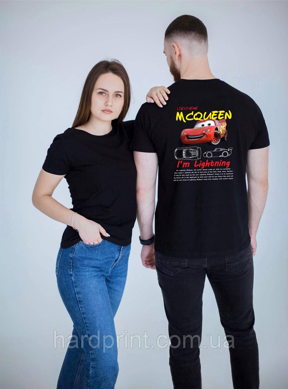 Парні футболки. Чоловіча та жіноча футболки Молнія МакКвін / Саллі, фото 1