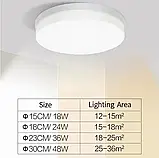Світлодіодний стельовий світильник 18 Вт 220 В 15см, фото 3