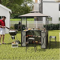 Альтанка Costway Naro з грилем і 2 барними стільцями сірий