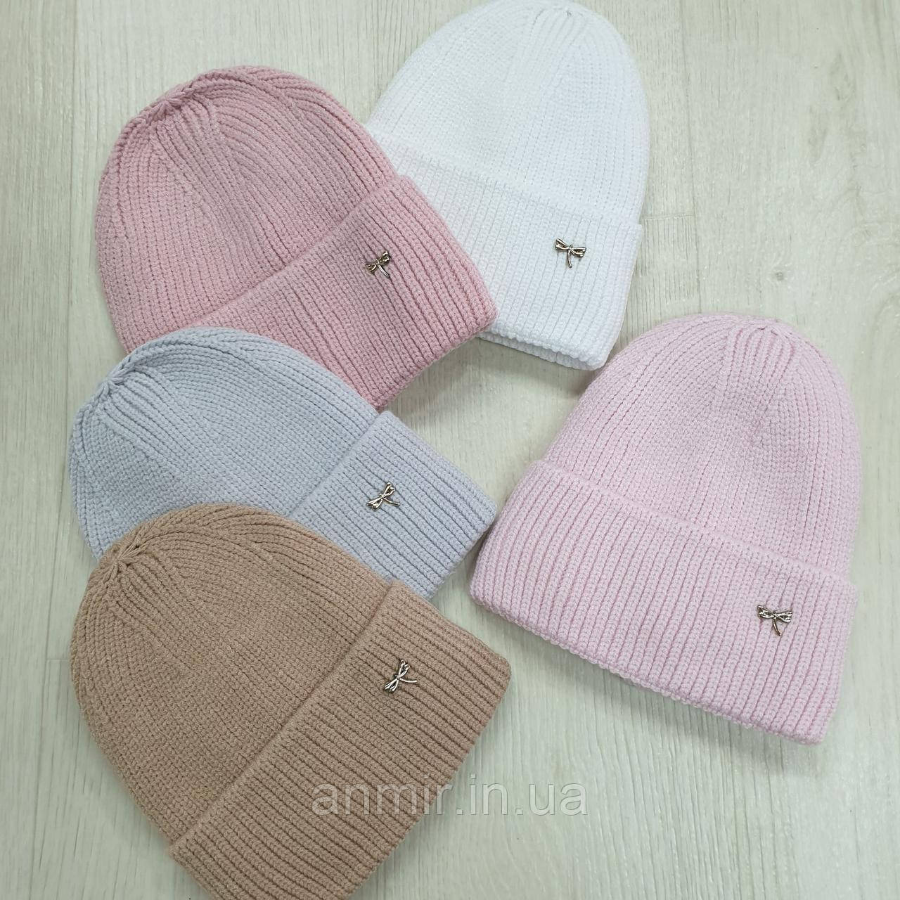 Шапка дитяча зимова СТРЕКОЗА віскоза на флісі 44-48, кольору міксом