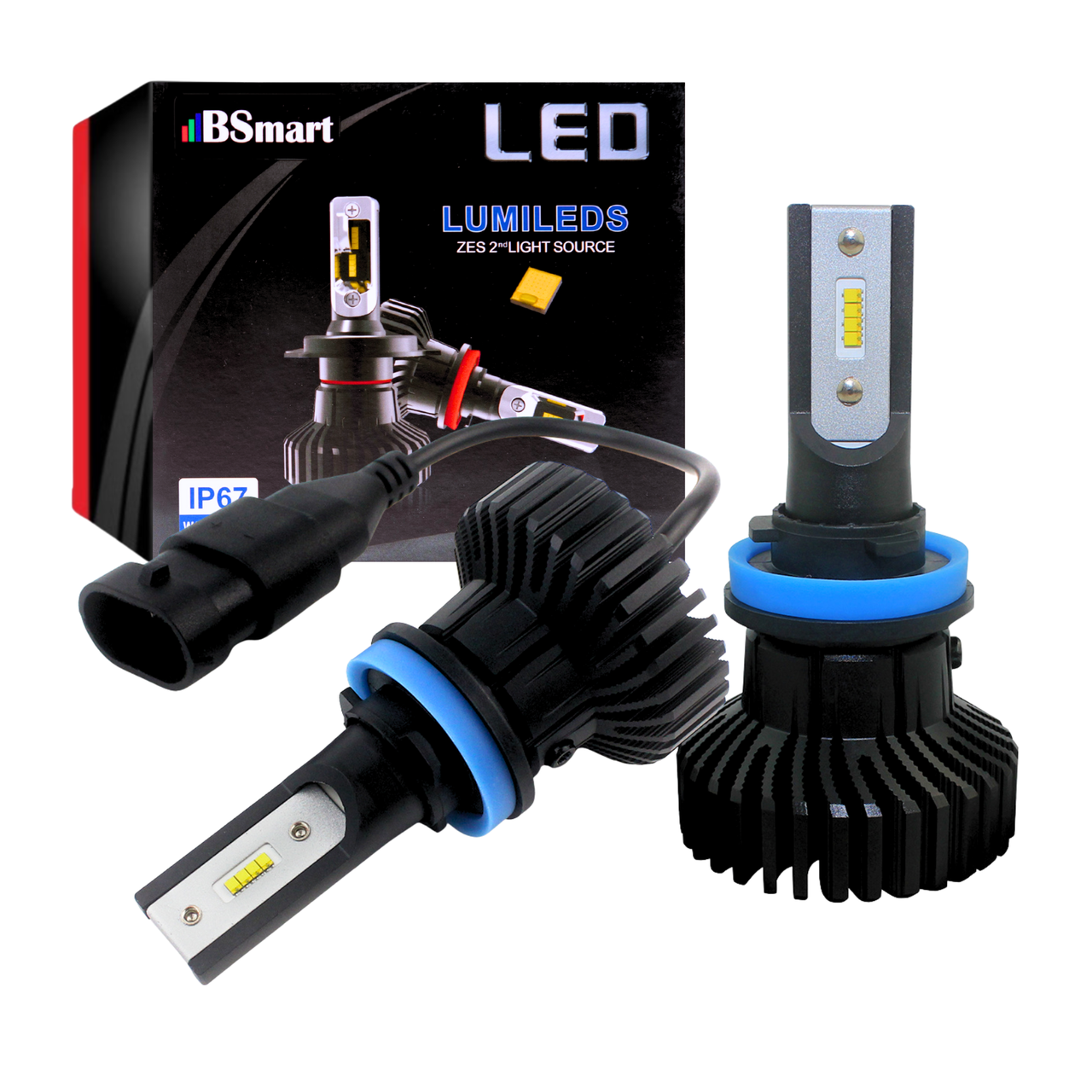 Автолампи LED BSmart X5S ver2 цоколь H11 H8 H9 H16JP 8000Лм 50Вт Luxeon ZES 12В-24В