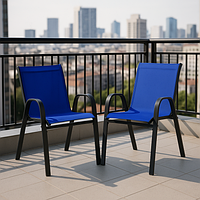 Комплект садових стільців Costway Patio з підлокітниками синій