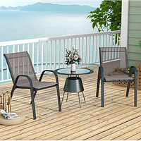 Комплект садових стільців Costway Patio з підлокітниками сірий