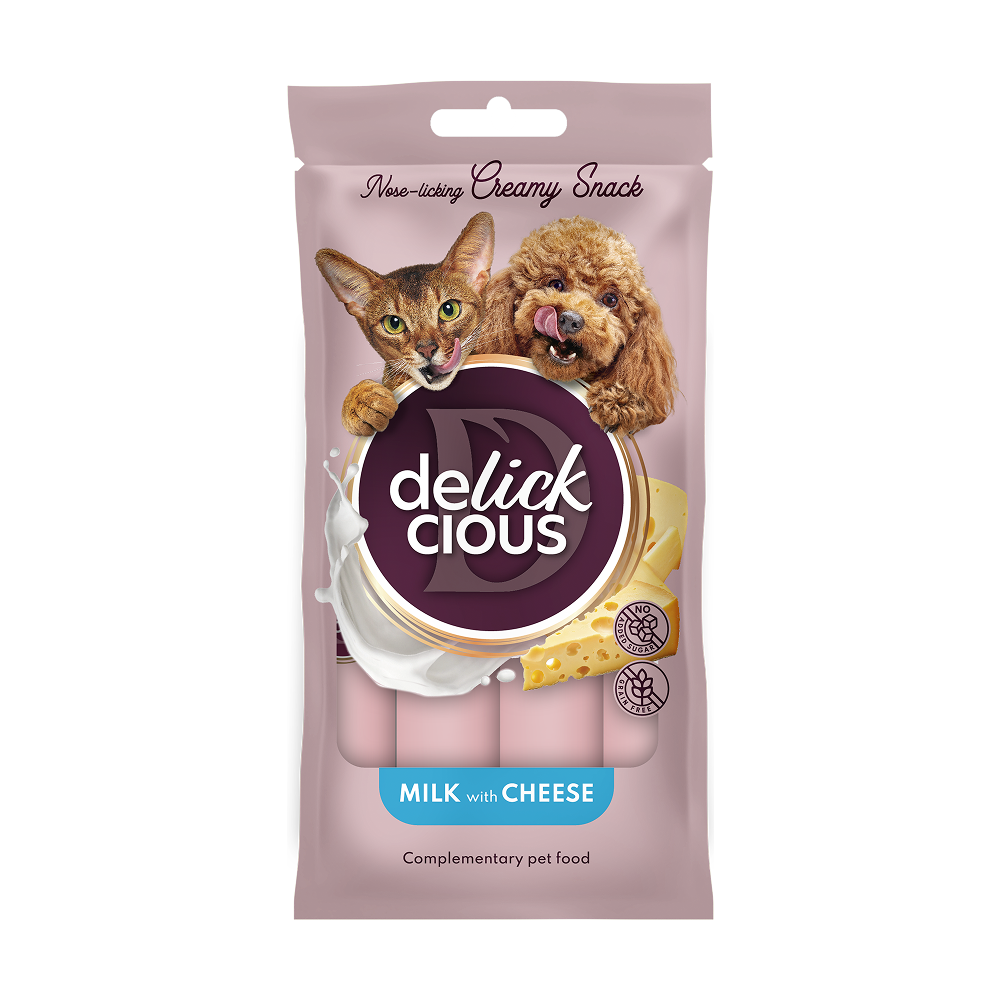Delickcious кремові ласощі для котів та собак 15г*4шт (молоко з сиром)
