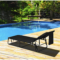 Шезлонг Costway Hanna розкладний з отвором для обличчя чорний