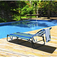 Шезлонг Costway Hanna розкладний з отвором для обличчя синьо-зелений