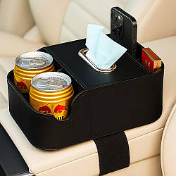 Автомобільний органайзер на підлокітник, із підстаканниками, 22х17х9см / Органайзер підстаканник в авто / Органайзер в машину