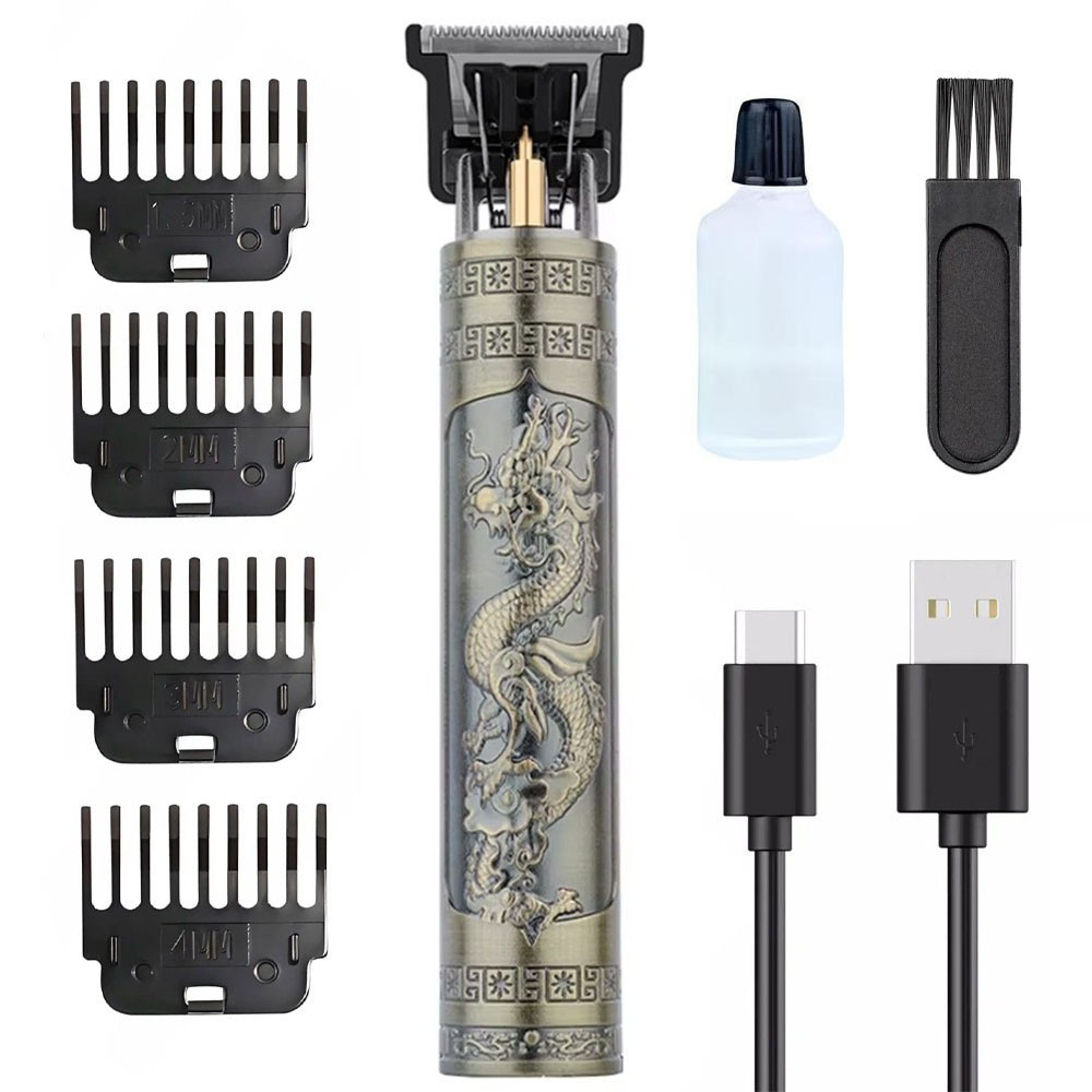 Бездротова машинка для стрижки волосся 4 насадки, з USB, T9 / Акумуляторний триммер для бороди, фото 1