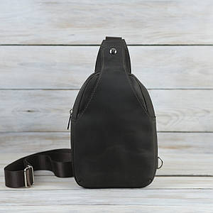 Чоловіча сумка Слінг №5 з натуральної шкіри колір Шоколад