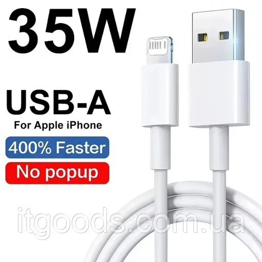 Кабель для зарядки iPhone, iPad, USB A - Lightning Cable 1.5м, max 35W / Зарядка для iPhone 14 13 12 11 X Xs XR
