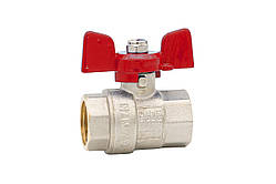 Кран кульовий ГРОСС OPTIMAL 15 1/2” метелик, В-В, червоний (латунь)