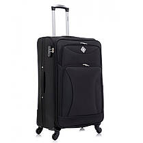 Набір тканинних валіз 2 шт Bonro Tourist (L+M) великий середній чорний на колесах із висувною ручкою та кодовим замком, фото 4