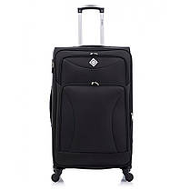 Дорожня тканинна валіза на колесах Bonro Tourist M середня чорна з кодовим замком і висувною ручкою, фото 4