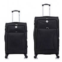 Набір тканинних валіз 2 шт Bonro Tourist (L+M) великий середній чорний на колесах із висувною ручкою та кодовим замком, фото 3