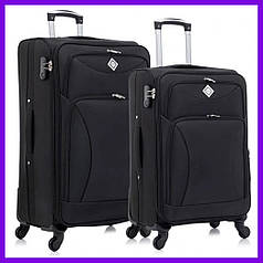 Набір тканинних валіз 2 шт Bonro Tourist (L+M) великий середній чорний на колесах із висувною ручкою та кодовим замком