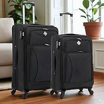 Набір тканинних валіз 2 шт Bonro Tourist (L+M) великий середній чорний на колесах із висувною ручкою та кодовим замком, фото 2