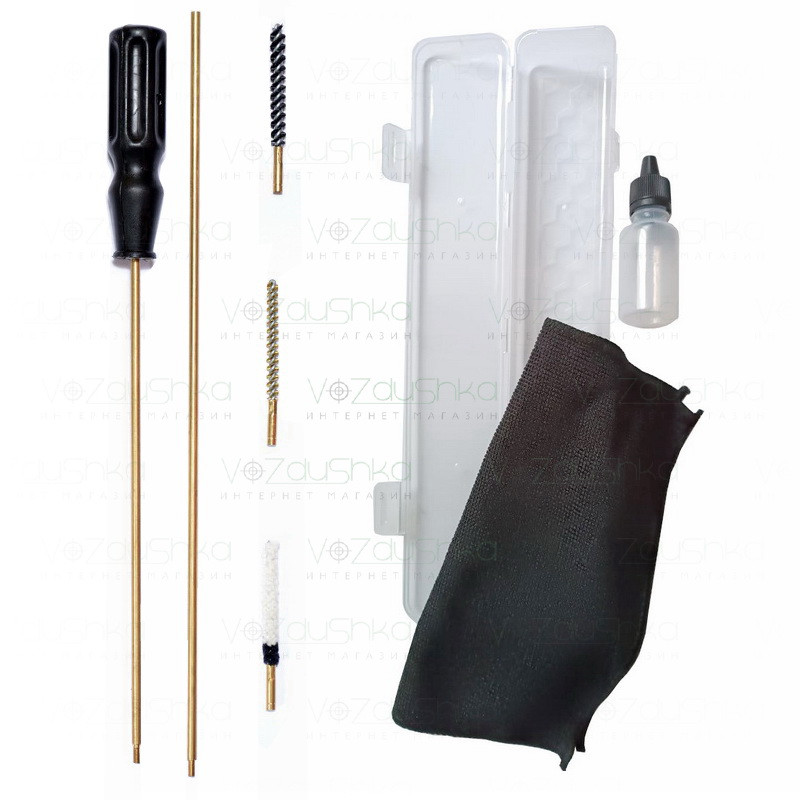Набір для чищення пневматичної зброї 4,5 мм (3 йоржа) у пеналі