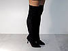 Ботфорти стрейчеві жіночі замшеві демісезон на шпильці чорні, фото 9