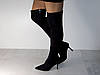 Ботфорти стрейчеві жіночі замшеві демісезон на шпильці чорні, фото 5