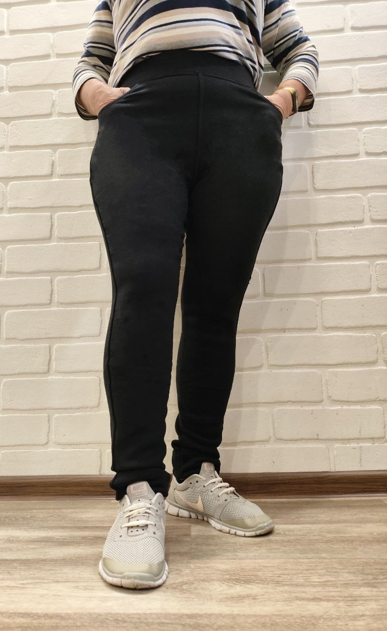 Теплі жіночі джеггінси на хутрі великого розміру (розміри 52-56), фото 1