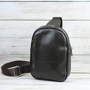 Чоловіча сумка Слінг №2 з натуральної шкіри колір Шоколад