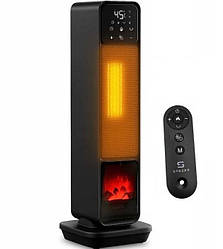 Керамічний колонний тепловентилятор Stazer TURBOWARM 2200 W імітація каміна з пультом ДК Чорний