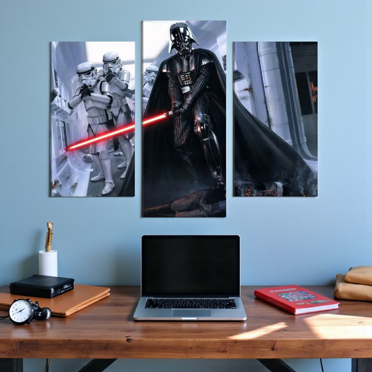 Модульна картина Star Wars – Дарт Вейдер і штурмовики Зоряні війни Друк на полотні Подарунок для фаната 90х70 їх 3-х частин, фото 1