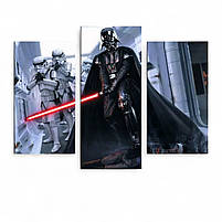 Модульна картина Star Wars – Дарт Вейдер і штурмовики Зоряні війни Друк на полотні Подарунок для фаната 90х70 їх 3-х частин, фото 2