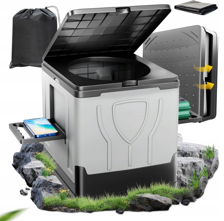 Портативний автомобільний туалет на відкритому повітрі 20 л 200 кг, фото 1