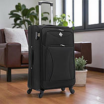 Дорожня тканинна валіза на колесах Bonro Tourist M середня чорна з кодовим замком і висувною ручкою, фото 2