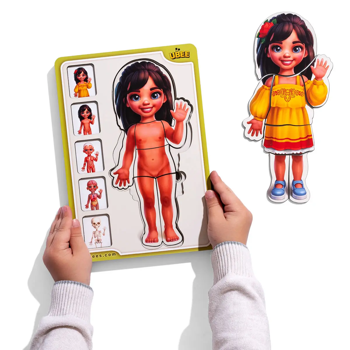 Пазл-сортер дерев'яний 5-ти шаровий Анатомія людини, Дівчинка, фото 1