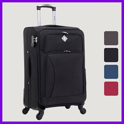 Дорожня тканинна валіза на колесах Bonro Tourist M середня чорна з кодовим замком і висувною ручкою, фото 1