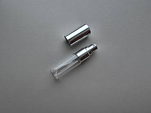 6.5 - 7 мл Олівець скляний прозорий флакон з металевим срібним спреєм, пляшка, атомайзер з розпилювачем, фото 1