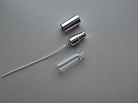 6.5 - 7 мл Олівець скляний прозорий флакон з металевим срібним спреєм, пляшка, атомайзер з розпилювачем, фото 3