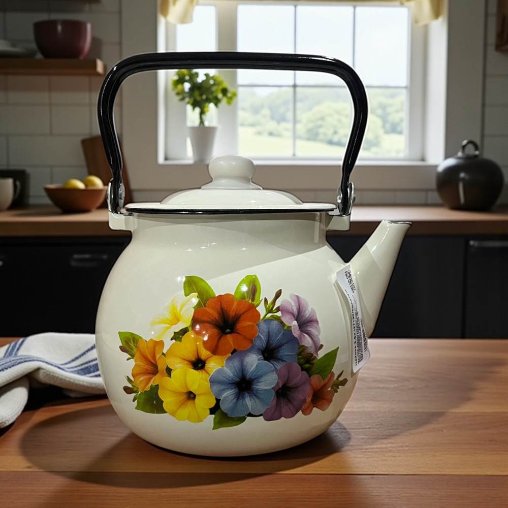 Чайник емальований 3.5л Петунія молочна 27130/2 Idilia