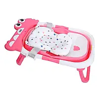 Дитяча складна ванночка з термометром і зливом, рожева