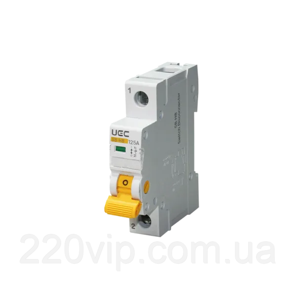 Вимикач навантаження ІЕК SB-H8 1P 125A IEK, MSD-1-125 ІЕК, рубильник модульний у щит, бокс розподільний, фото 1