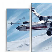Модульна картина «Star Wars – зоряний винищувач X-Wing» Зоряні війни Друк на полотні Подарунок для фаната 90х70 із 3х частин, фото 3