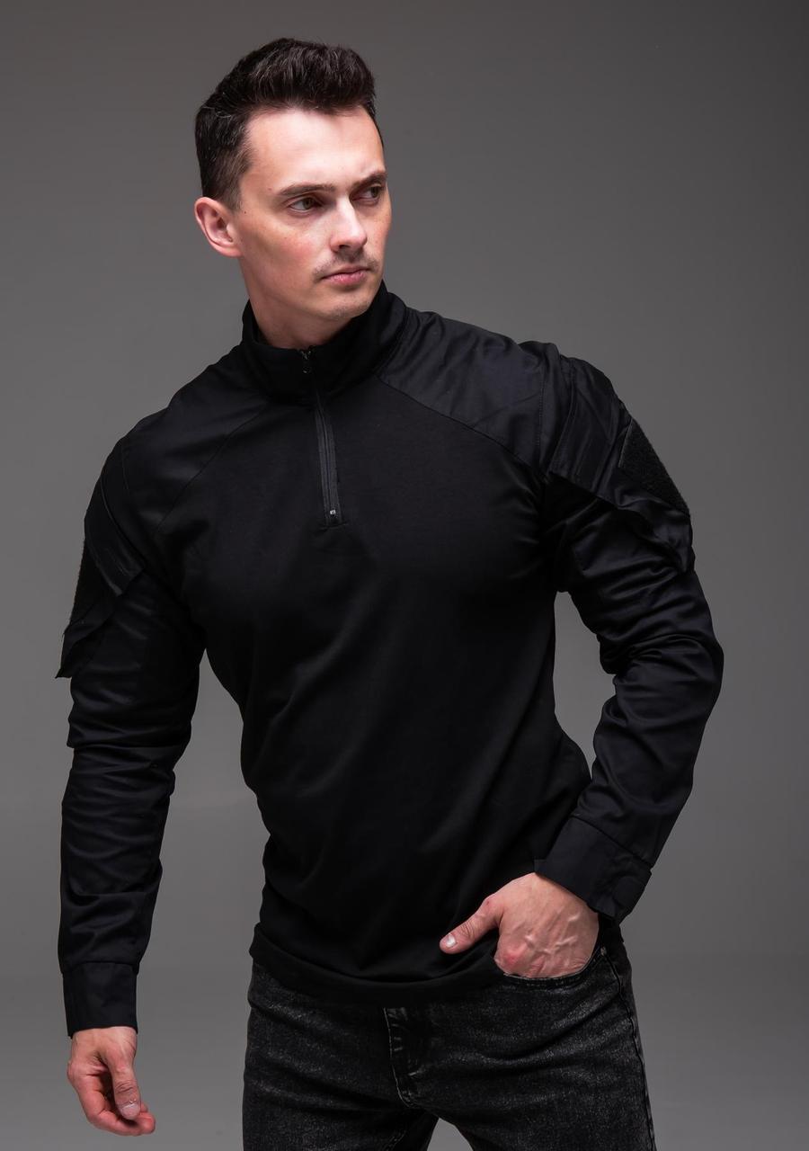 Брендова чоловіча тактична сорочка чорна зручна якісна новинка 100% бавовна Black Tactical - фото 1 - id-p2787140036