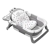 Дитяча складна ванночка з термометром і зливом, сіра