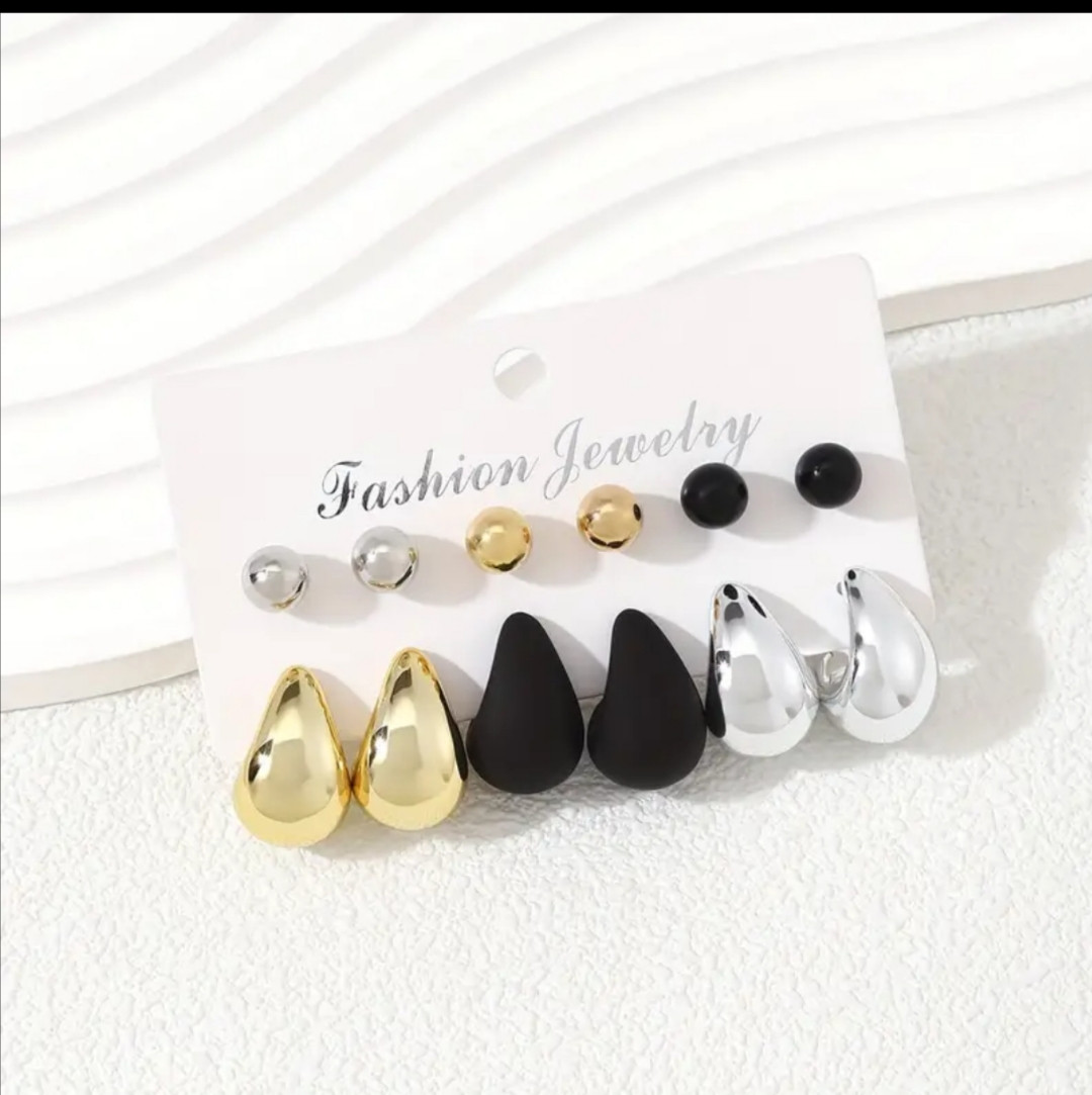 Набір сережок "Fashion Jewelry" , 3 кольори, фото 1