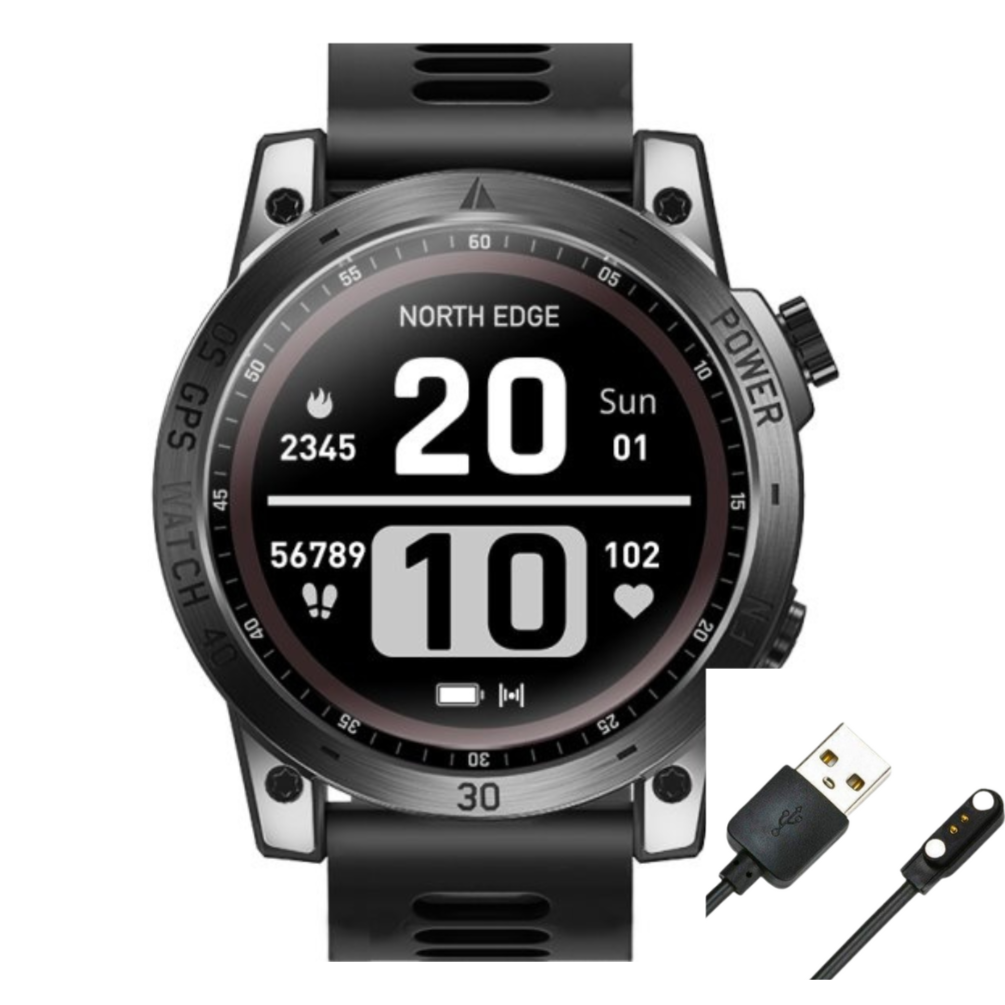 Зарядний магнітний USB-кабель для смарт годинника North Edge CrossFit 3, 2 конектори, 4 мм. Чорний