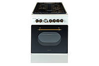 Газоелектрична плита Grunhelm FDR661234BE, 4 газконфорки з WOK, електрична духовка 70л з конвекцією, газ-контр, таймер, бежевий