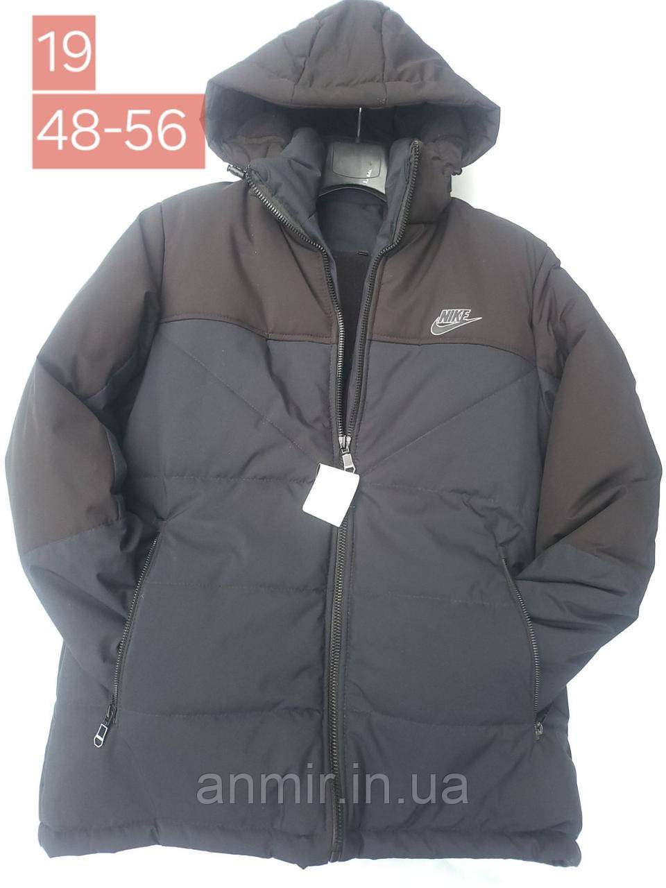Куртка зимова чоловіча з капюшоном NIKE норма 48-56, сірого кольору