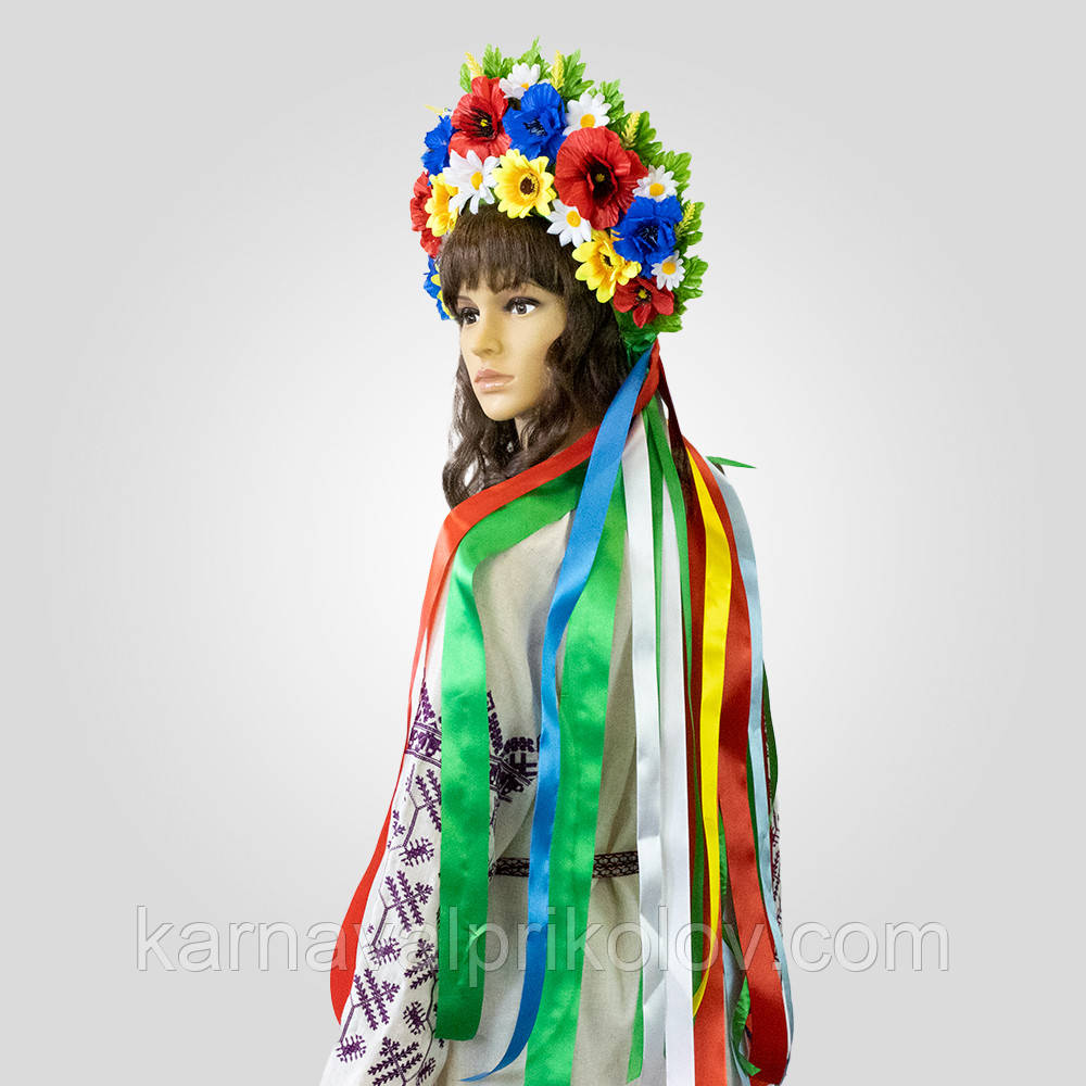 Український вінок високий зі стрічками на голову Мар'яна (р. 54-60) 13697